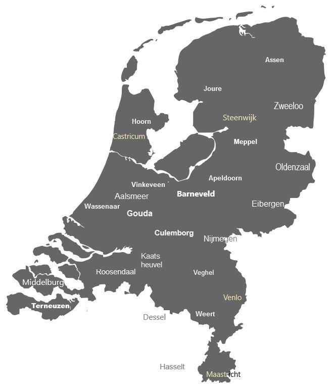 Kaart met alle afhaallocaties