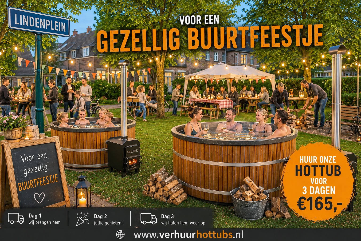 Buurtfeest of stratenfeest met hottub
